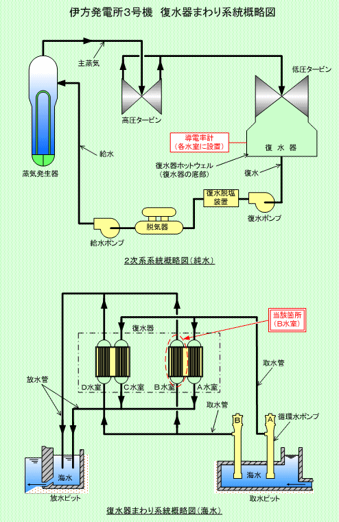 伊方発電所3号機　復水器まわり系統概略図