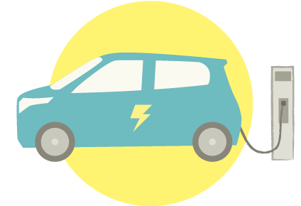 車を充電しているイラスト