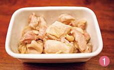 作り方１，鶏モモ肉を一口大に切る