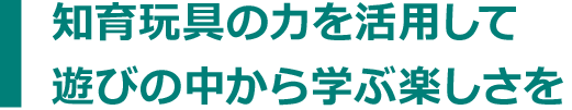 知育玩具の力を活用して遊びの中から学ぶ楽しさを