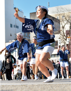 前日イベントのよさこい鳴子踊り