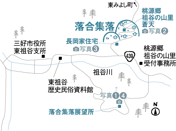 落合集落付近の地図