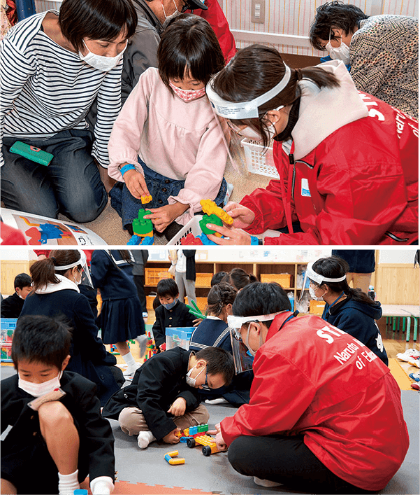どの年代の子どもでも、楽しんで取り組むことを尊重。ブロック遊びを通してじっくりと考え、自由に創造することを大切にしている