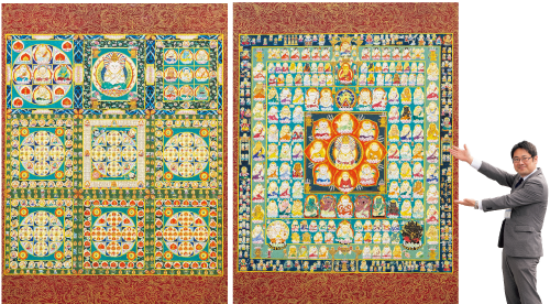 甲山寺に設置された相原美紀さんの黒板アート作品「両界ねこ曼荼羅図」