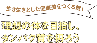 生き生きとした健康美をつくる鍵！ 理想の体を目指し、タンパク質を摂ろう