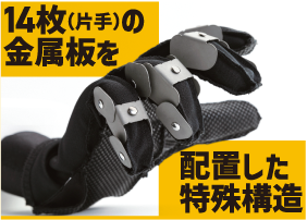 14枚(片手)の金属板を配置した特殊構造