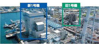 ボイラー比較 左が新1号機、右が旧1号機