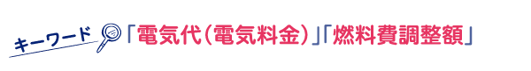 キーワード「電気代（電気料金）」「燃料費調整額」