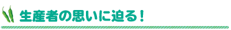 生産者の思いに迫る！