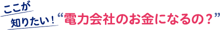 ここが知りたい!”電力会社のお金になるの?”