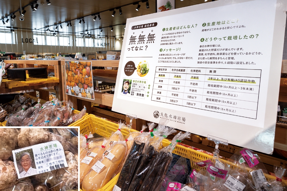 ラベルにも、生産者のメッセージと共に「無無無」などの栽培基準を表示