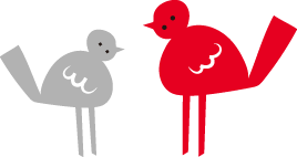 灰色の鳥と赤色の鳥のイラスト