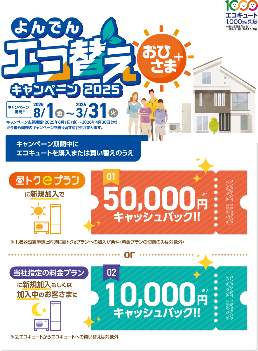 よんでんエコ替えキャンペーン 2025 おひさまPlus