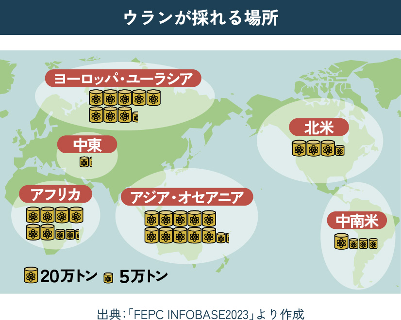 ウランが採れる場所の図