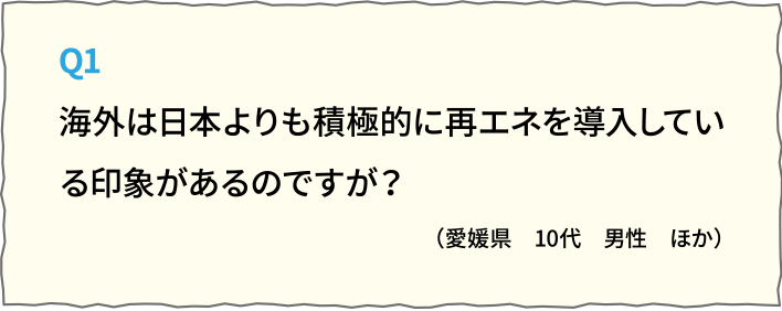 Q1「再エネ賦課金」、今後も高くなっていくの？（徳島県　50代　女性　ほか）