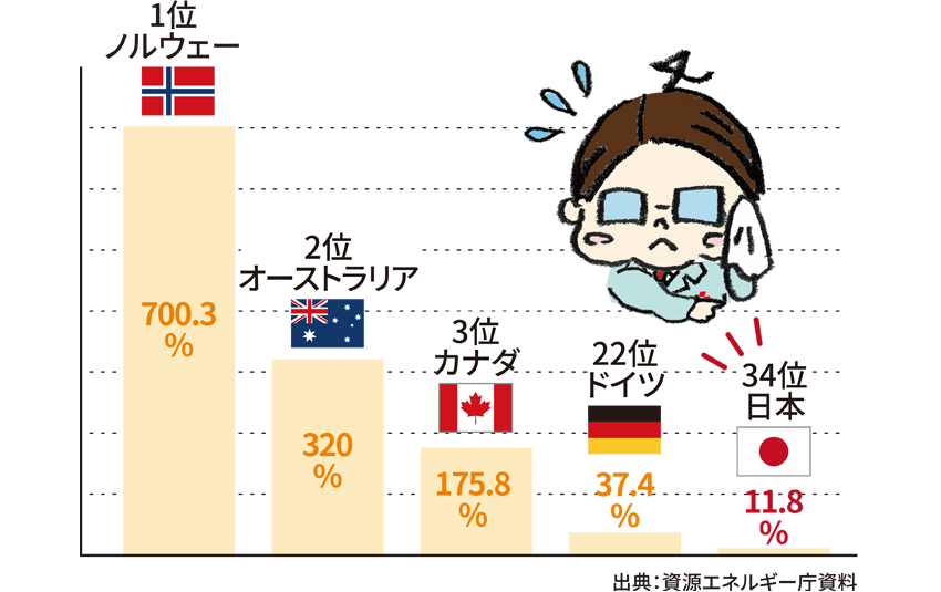 エネルギー自給率(2018年)