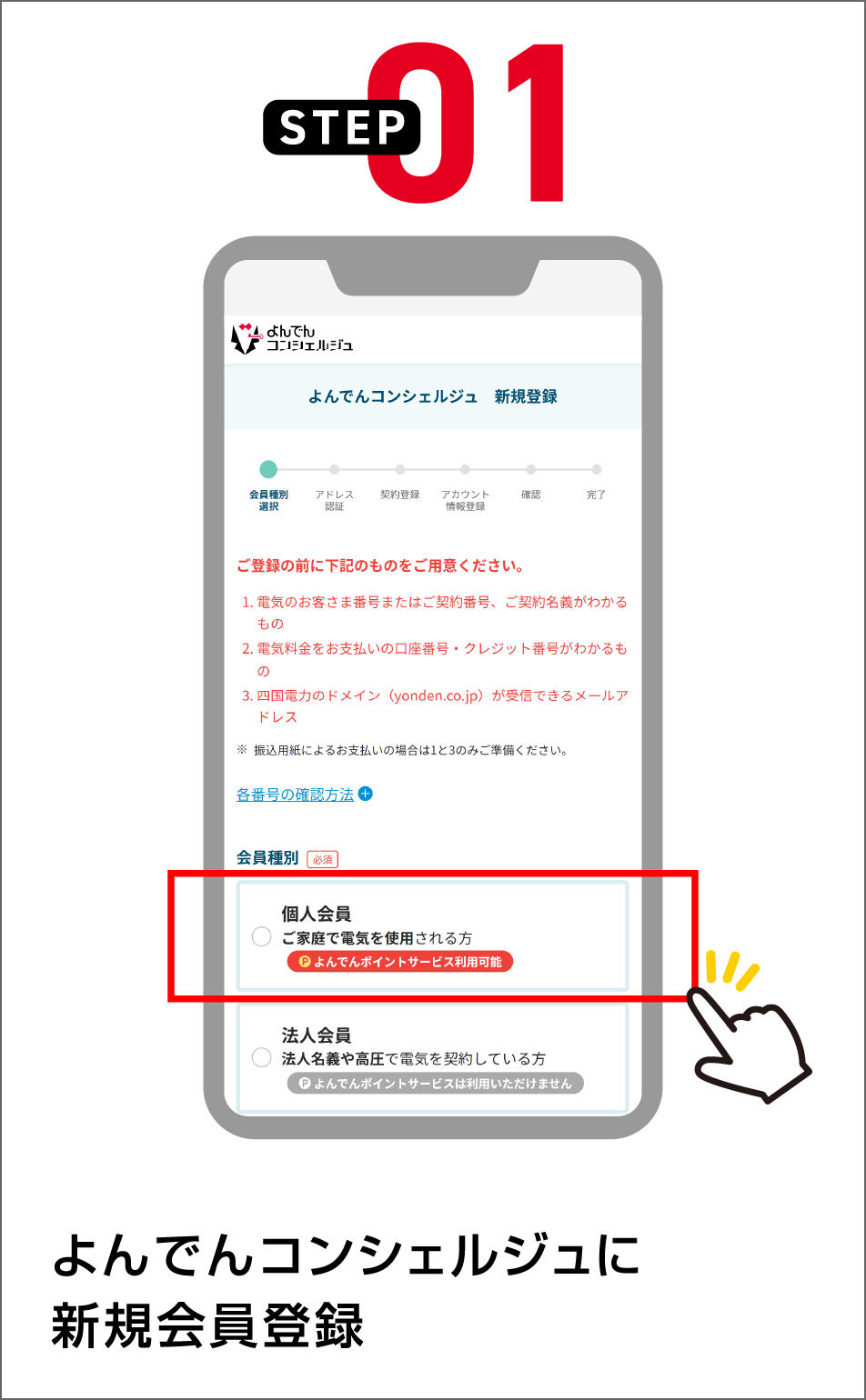 STEP01 よんでんコンシェルジュに新規会員登録