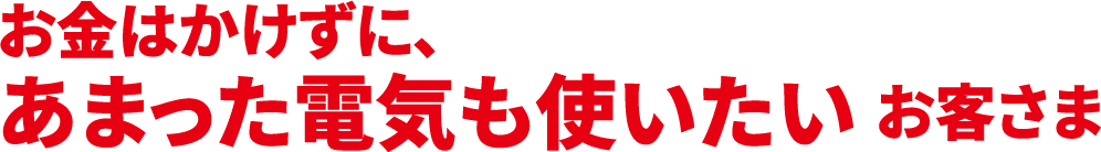 お金はかけずに、あまった電気も使いたい お客さま