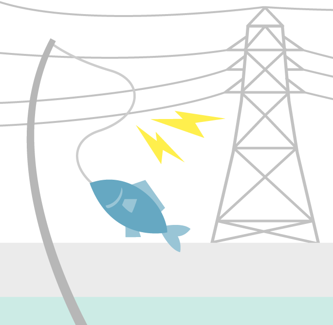 釣竿は電線に近づけない