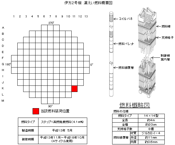伊方2号機 漏えい燃料概要図