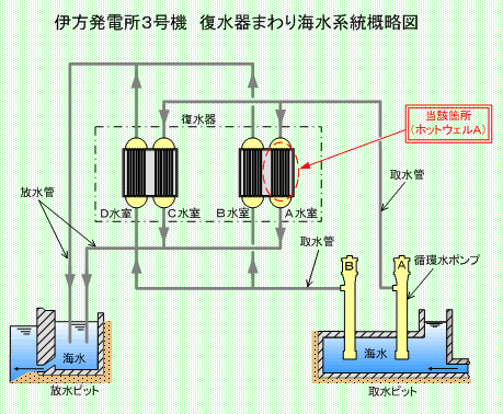 伊方発電所3号機　復水器まわり海水系統概略図