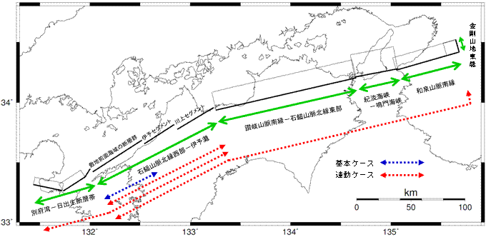 伊方発電所において連動性を考慮した活断層