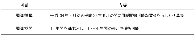 入札による火力電源調達計画